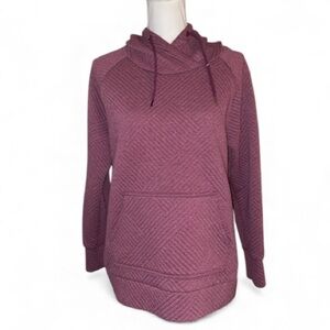 GREEN TEA QUILTED Chevron Hoodie Sweater Purple in Size Medium